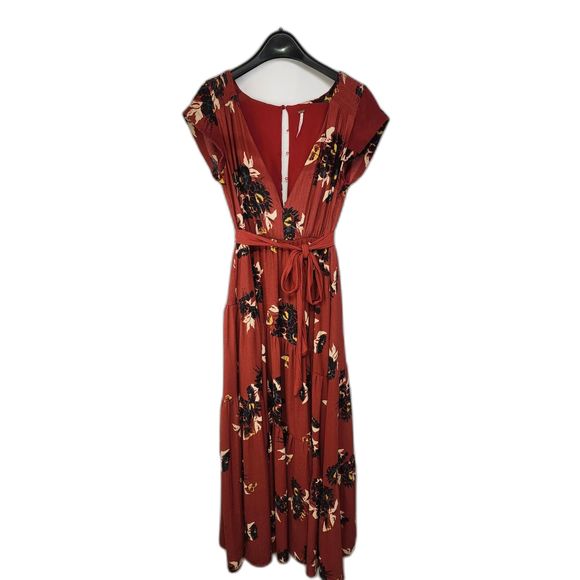 Free People All I Got Tiered Red Floral Maxi Dress Size 2 - Picture 4 of 9